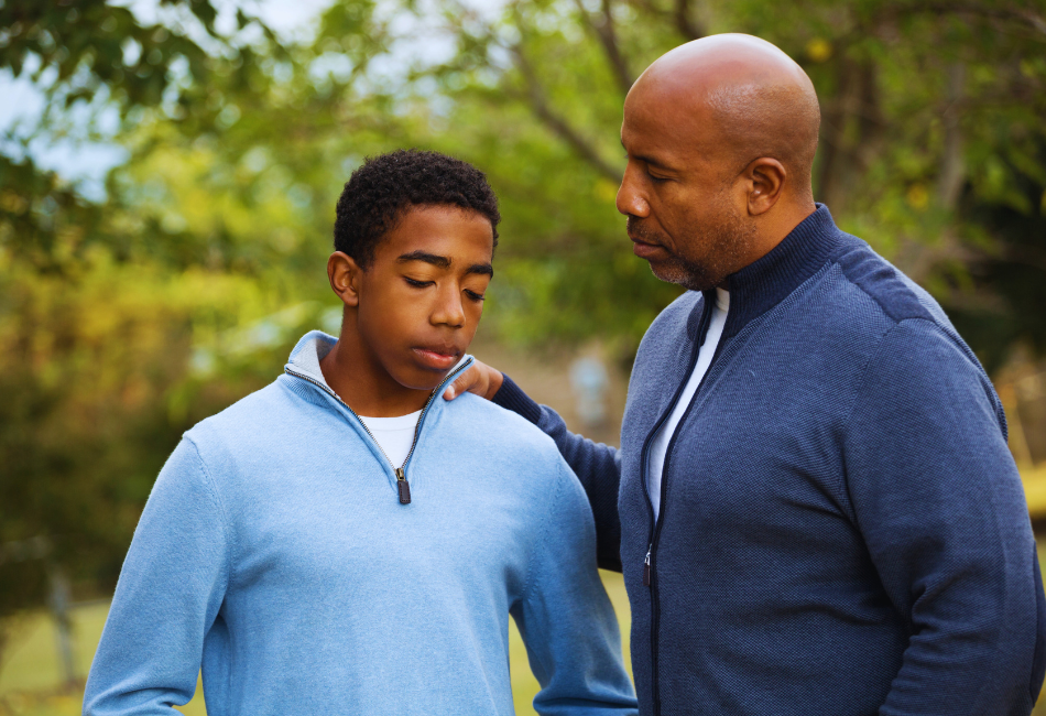 teenager boy with dad