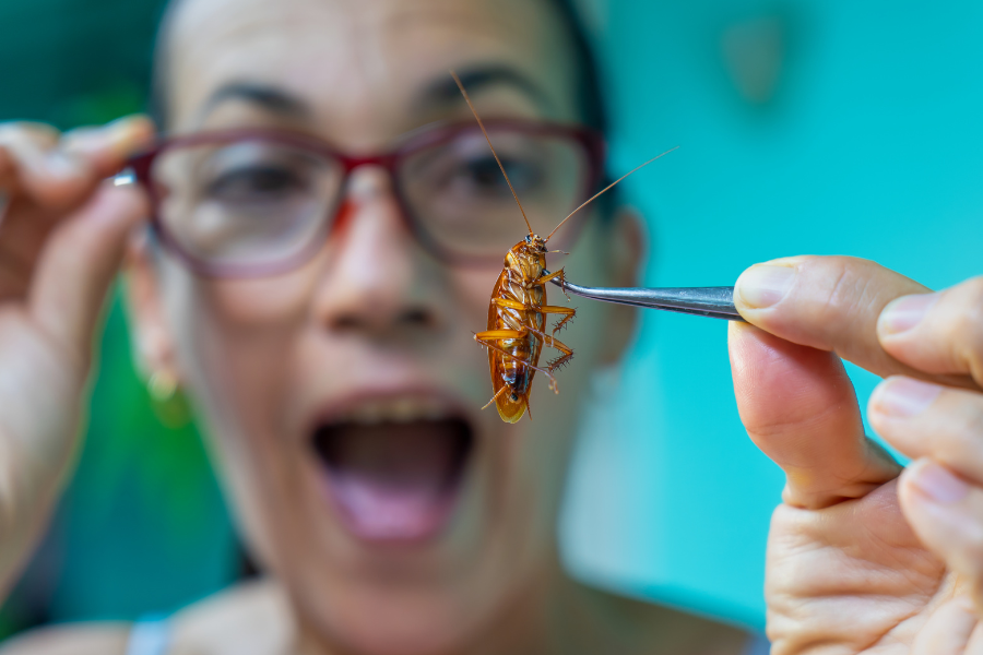 woman with cockroach