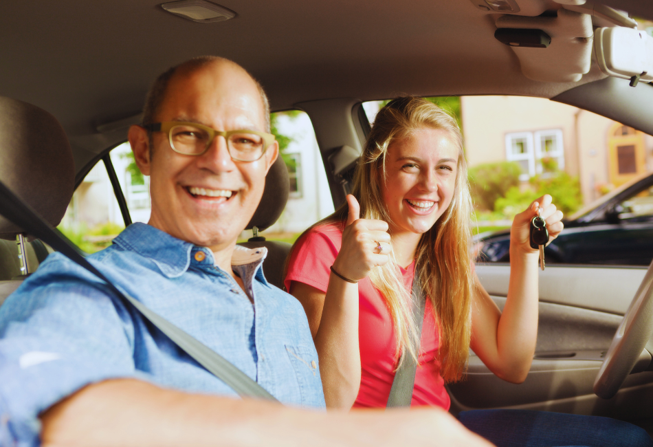 teen driver with dad