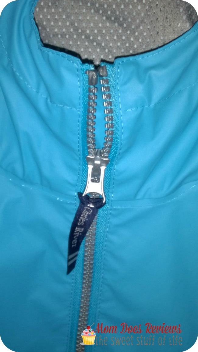pink mono rain jacket zipper