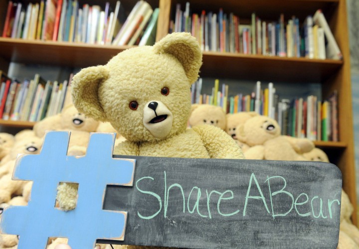 Snuggle visits campers at the Boys & Girls Club of Greenwich, CT, Thursday, Aug. 20, 2015. (Photo by Diane Bondareff/Invision for Snuggle)
