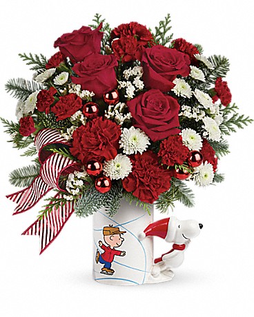 Snoopy and Charlie Brown are at Teleflora!