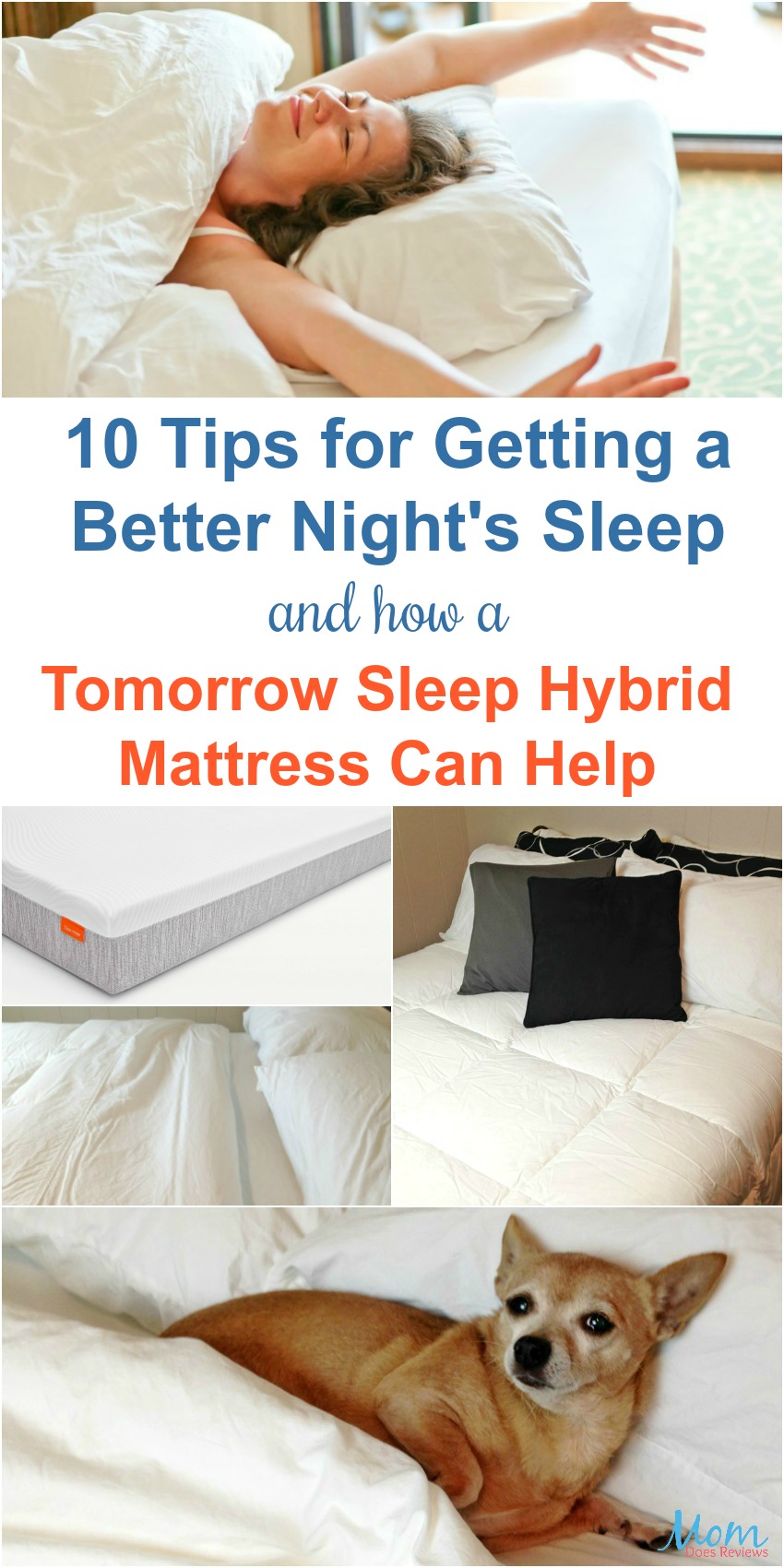 10 Tips for Getting a Better Night's Sleep and How a Tomorrow Sleep Hybrid Mattress Can Help #tomorrowsleep banner