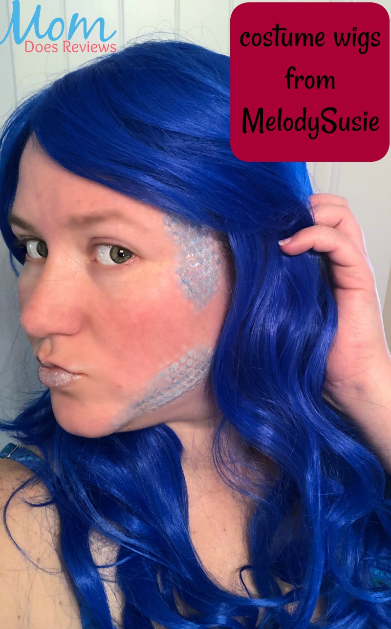 costume wig long blue hair