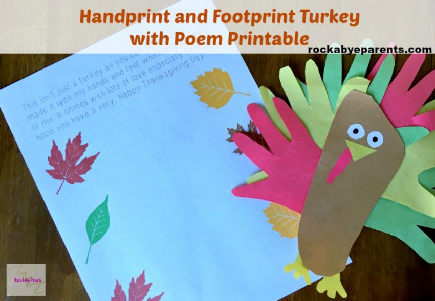 Handprint and Footprint Turkey with Poem Printable