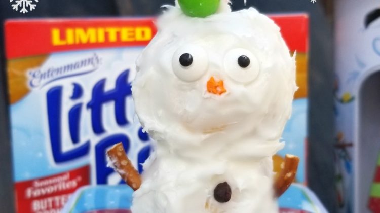 Snowman made with Little Bites® Butter Cookie Muffins
