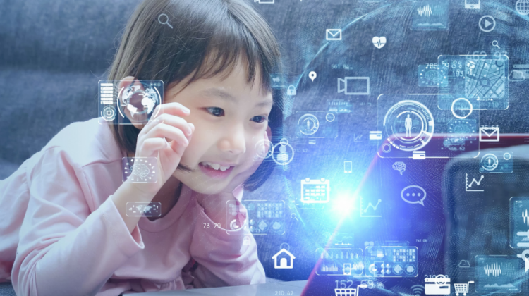 girl using laptop