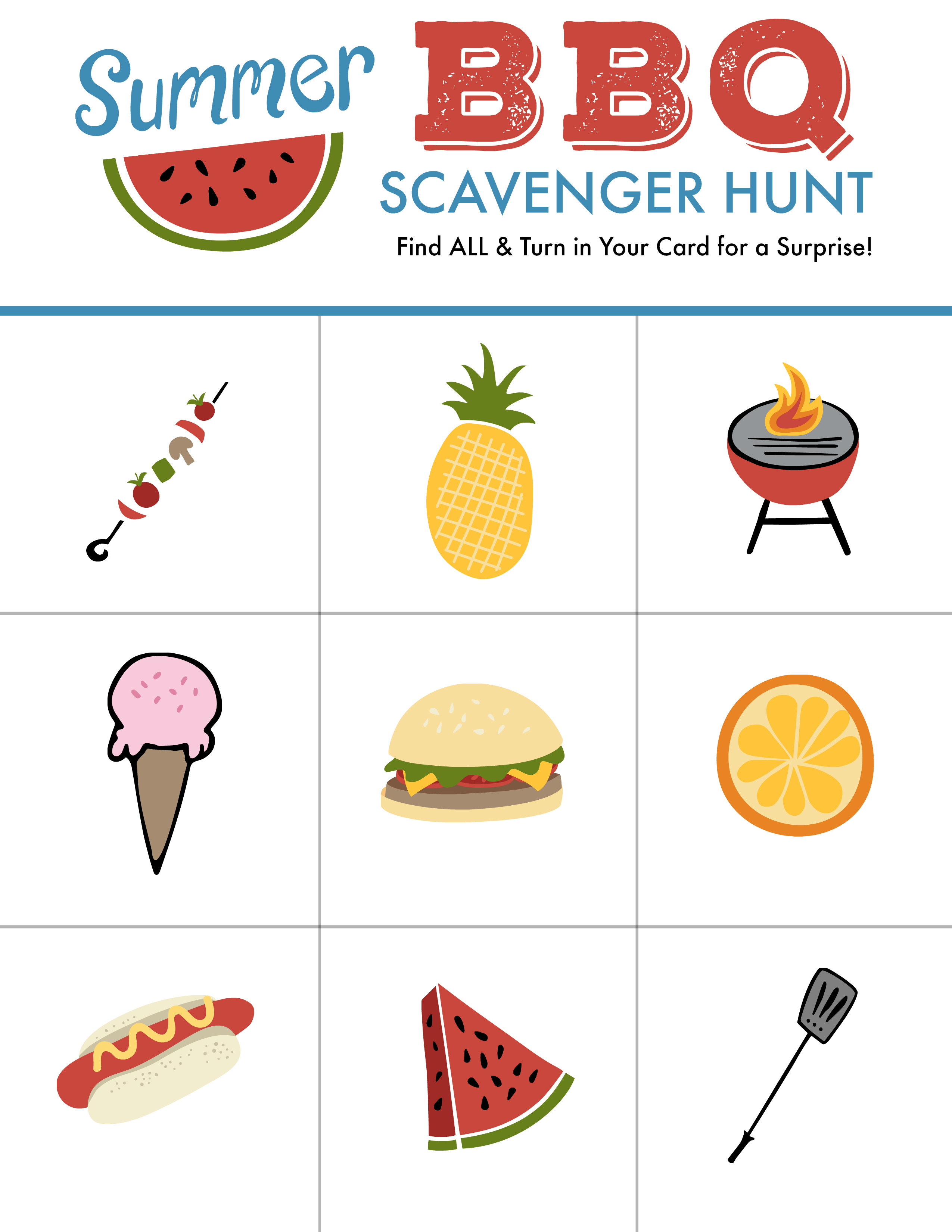 Summer BBQ Scavenger Hunt