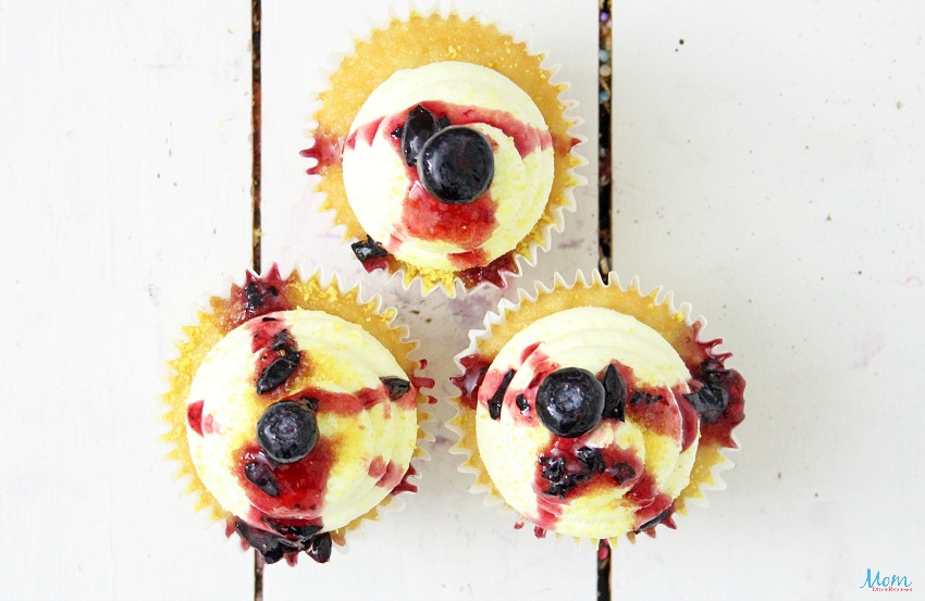 Lemon Blueberry Bakery-Style Cupcakes with Lemon Cream Cheese Frosting