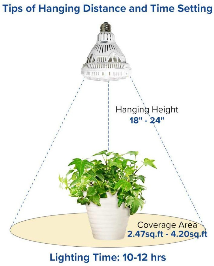 SANSI 36W LED Grow Light - hanging distance and time
