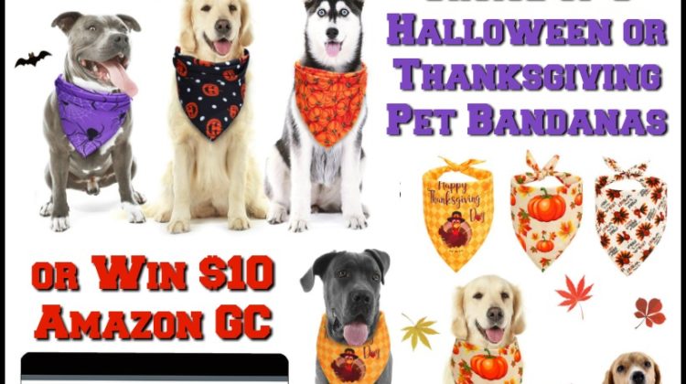 Win $10 Amazon GC or Halloween or Thanksgiving Pet Bandanas! US ends 10/28