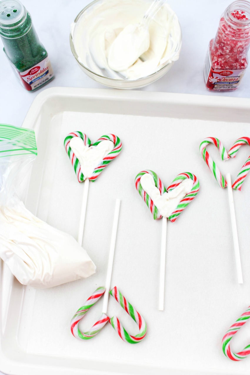 Candy Cane Chocolate Lollipops process 