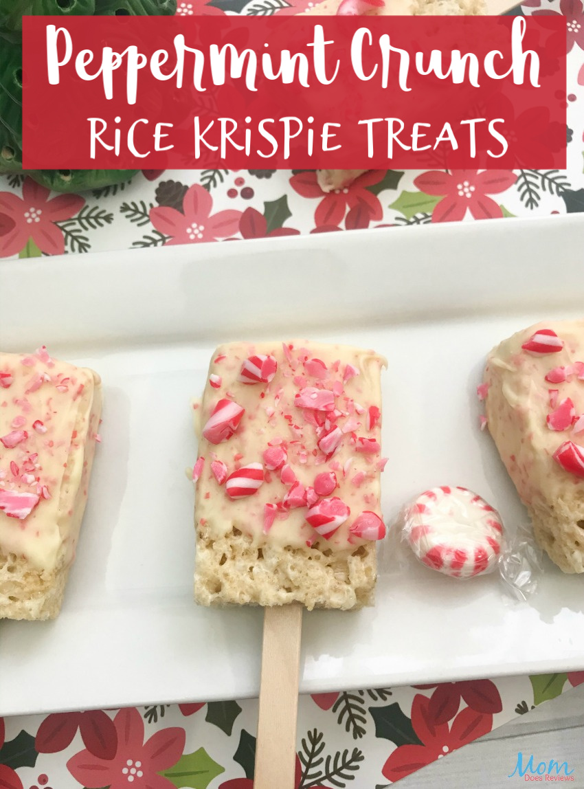 Peppermint Crunch Rice Krispie Treats #funfood #sweets #christmas