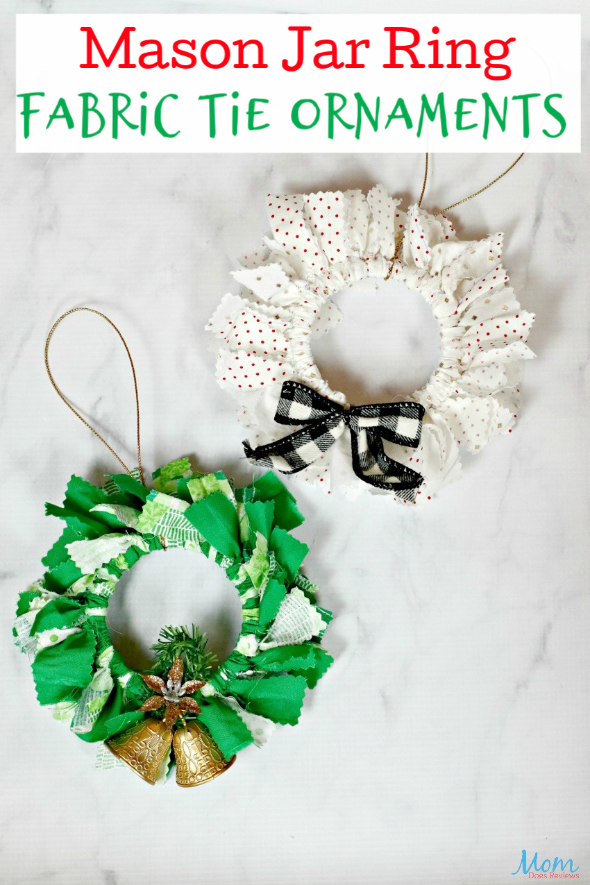 Mason Jar Ring Fabric Tie Ornaments #crafts #christmas #DIY