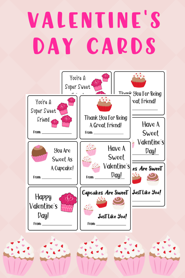 Cute Cupcake Valentine's Day Cards- Print them today! #sweet2020 #valentinesday #printables