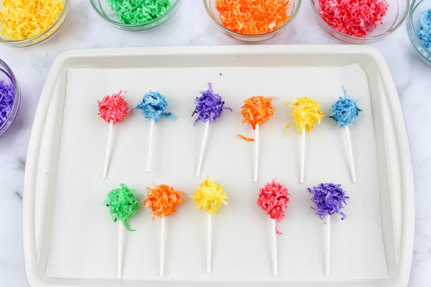 Dr. Seuss Truffula Tree Cupcakes process