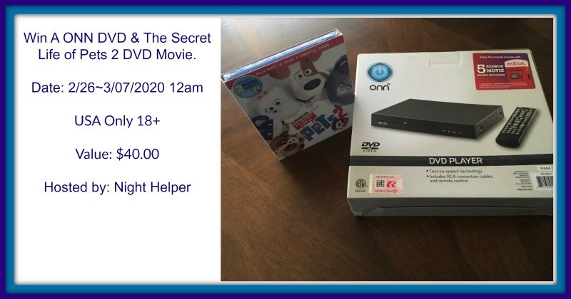 #Win ONN DVD player and Secret Life of Pets 2 DVD! US ends 3/6