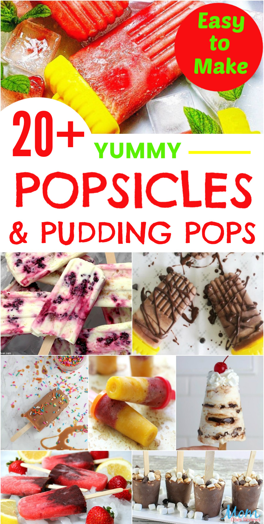 20+ Yummy Easy-to-Make Popsicles & Pudding Pops #recipes #funfood #popsicles