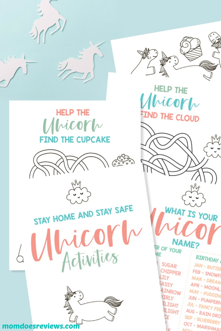 Super Cute Printable Unicorn Activities Pack #boredombuster #togeterathome #printables #unicorns