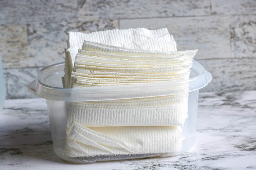 Homemade Handi Wipes process