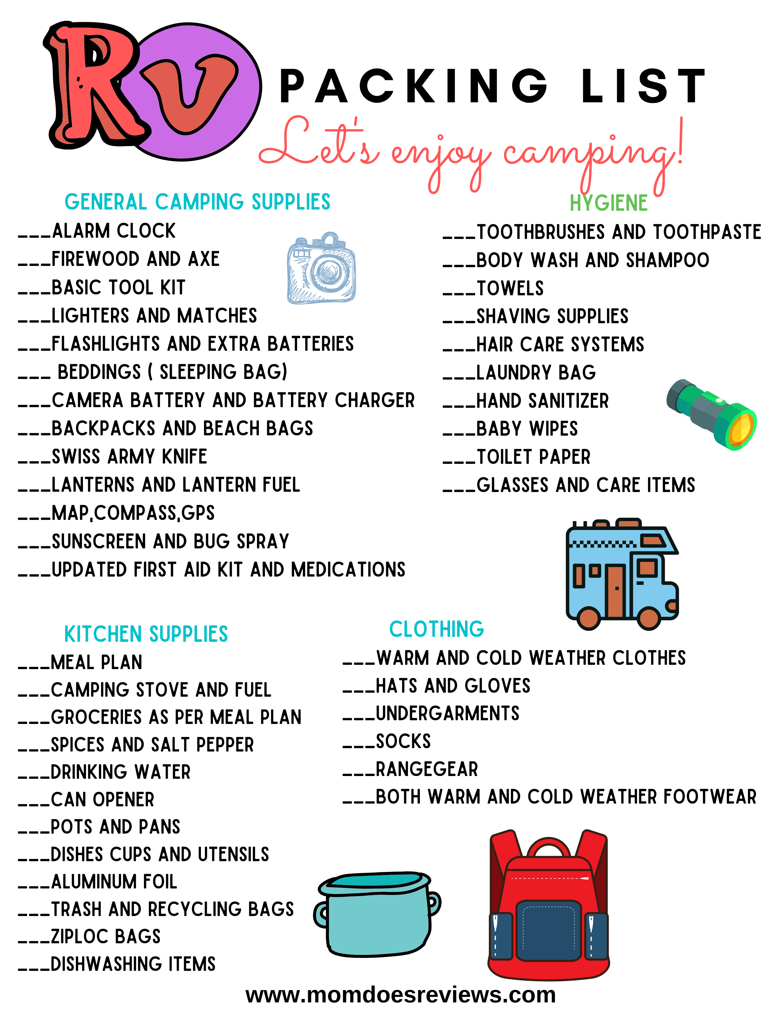 Printable RV & Camping Packing List! #freeprintable #checklist #camping #travel