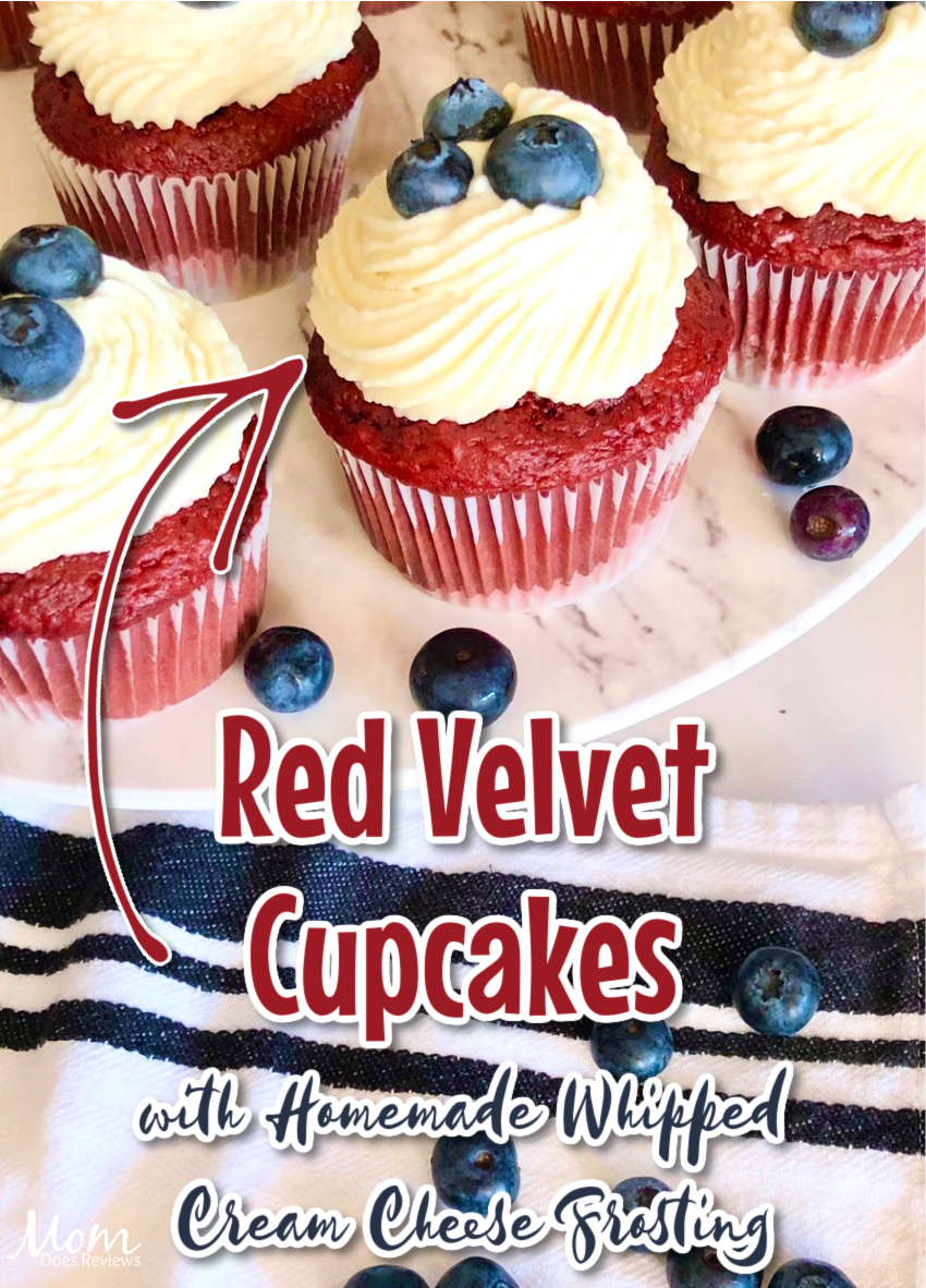 Red Velvet Cupcakes with Homemade Whipped Cream Cheese Frosting