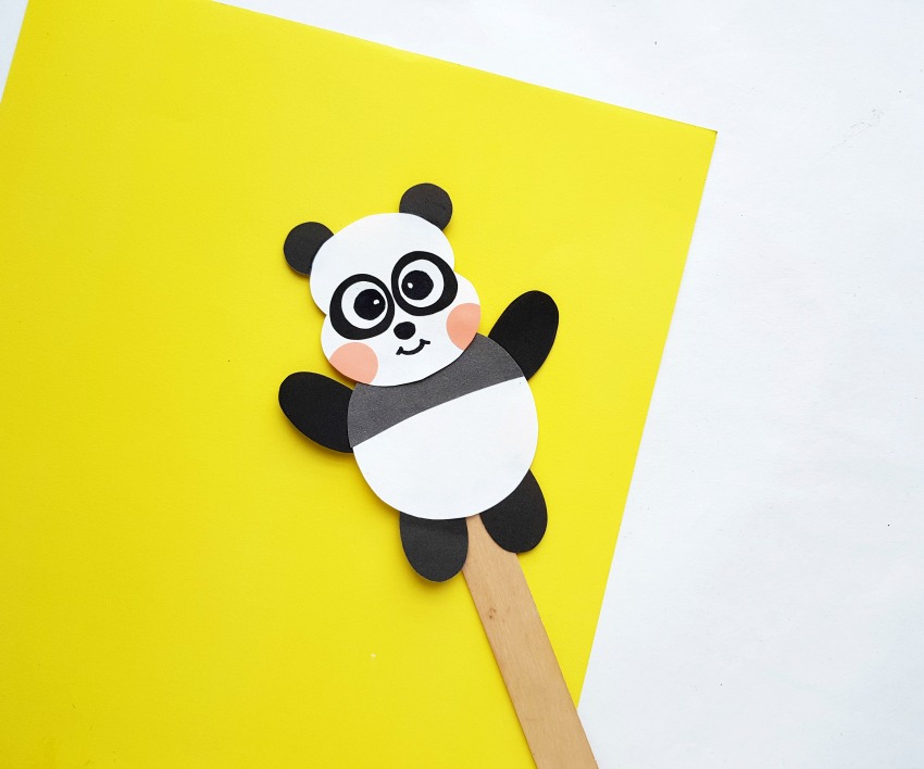 Panda Puppet Paper Craft process