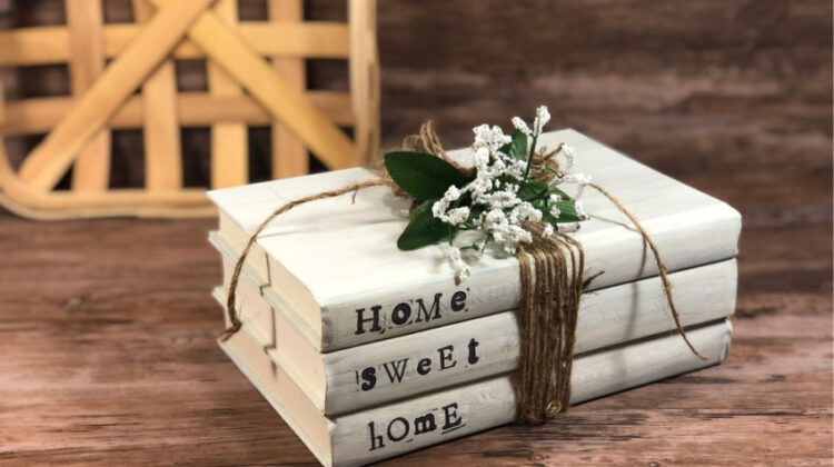 Dollar Store Home Sweet Home Book Stack Craft