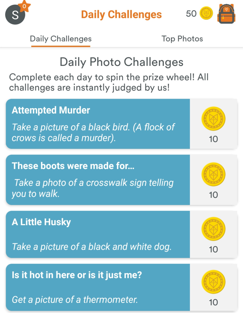 Daily activities in app