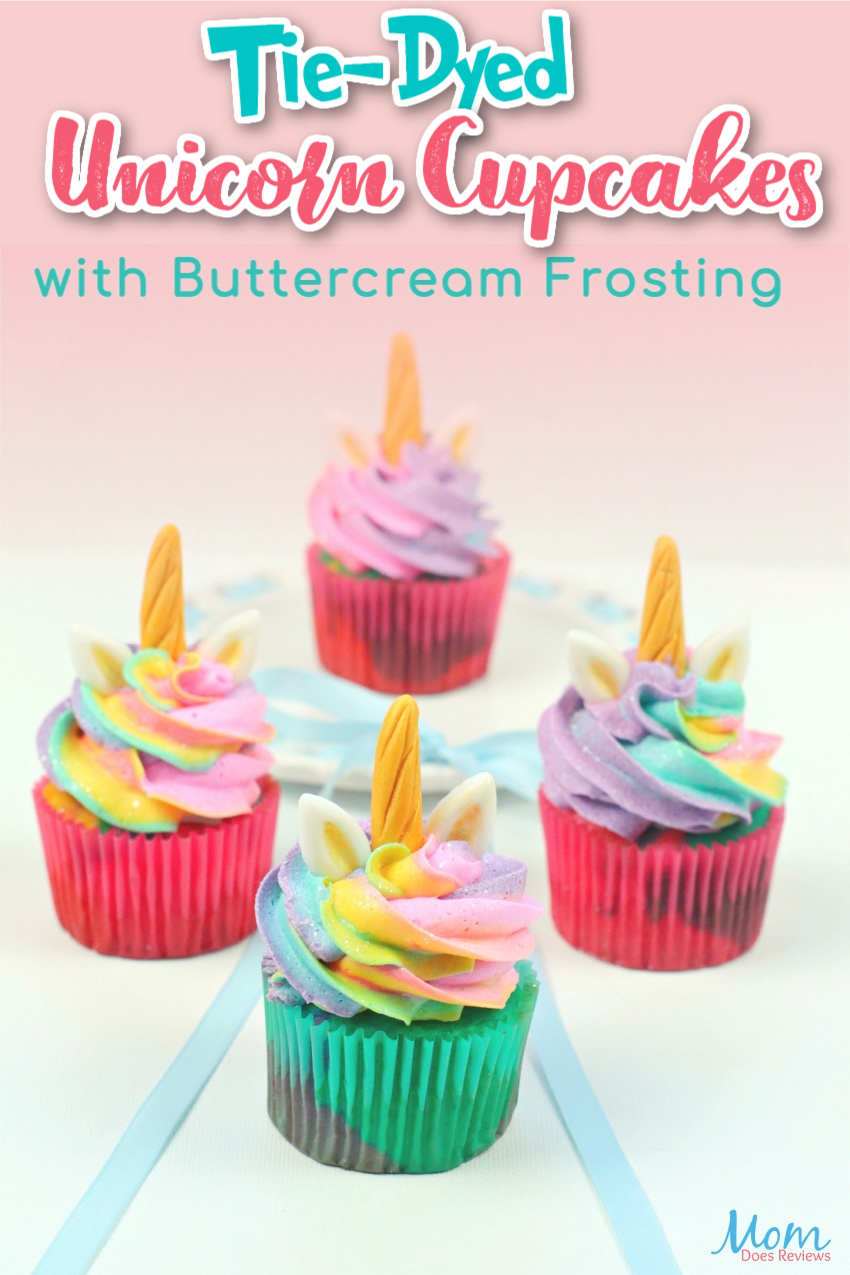 Tie-Dyed Unicorn Cupcakes with Buttercream frosting #homemade #cupcakedecorating 