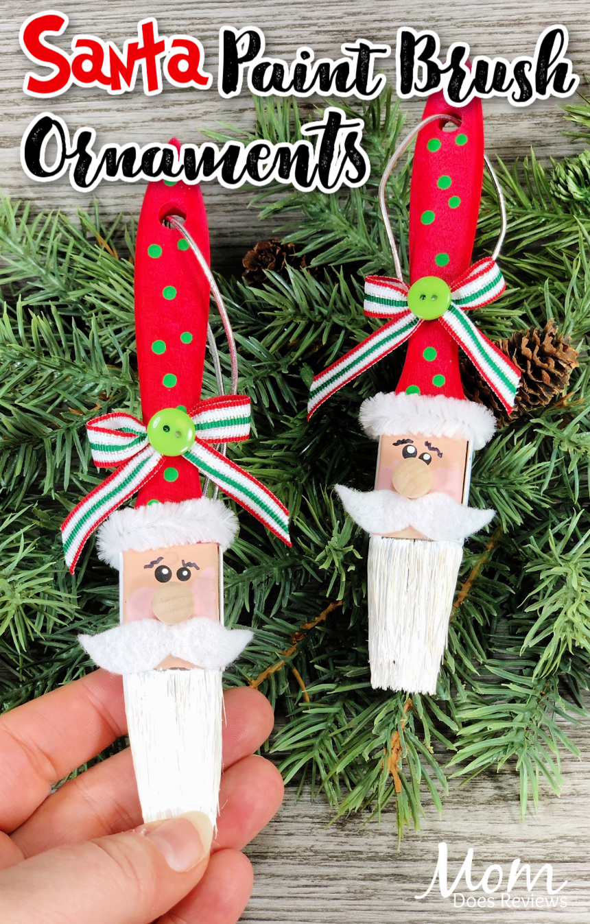 DIY Paint Brush Santa Ornament #DOLLARstorecraft #christmascraft #santacraft 