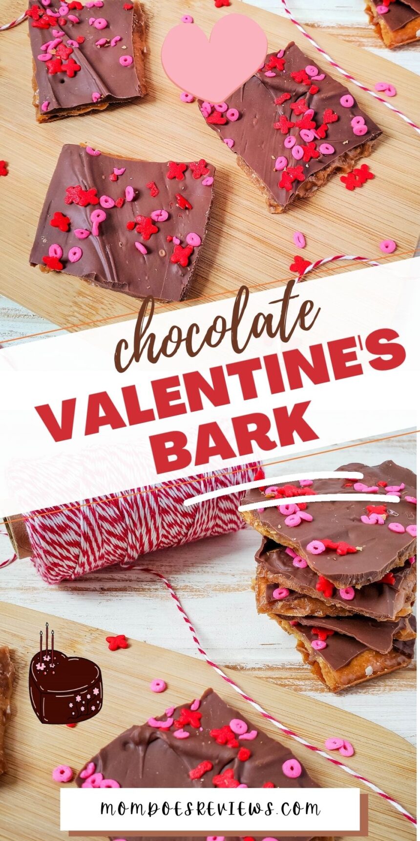 Easy Valentine's Chocolate Bark #sweets