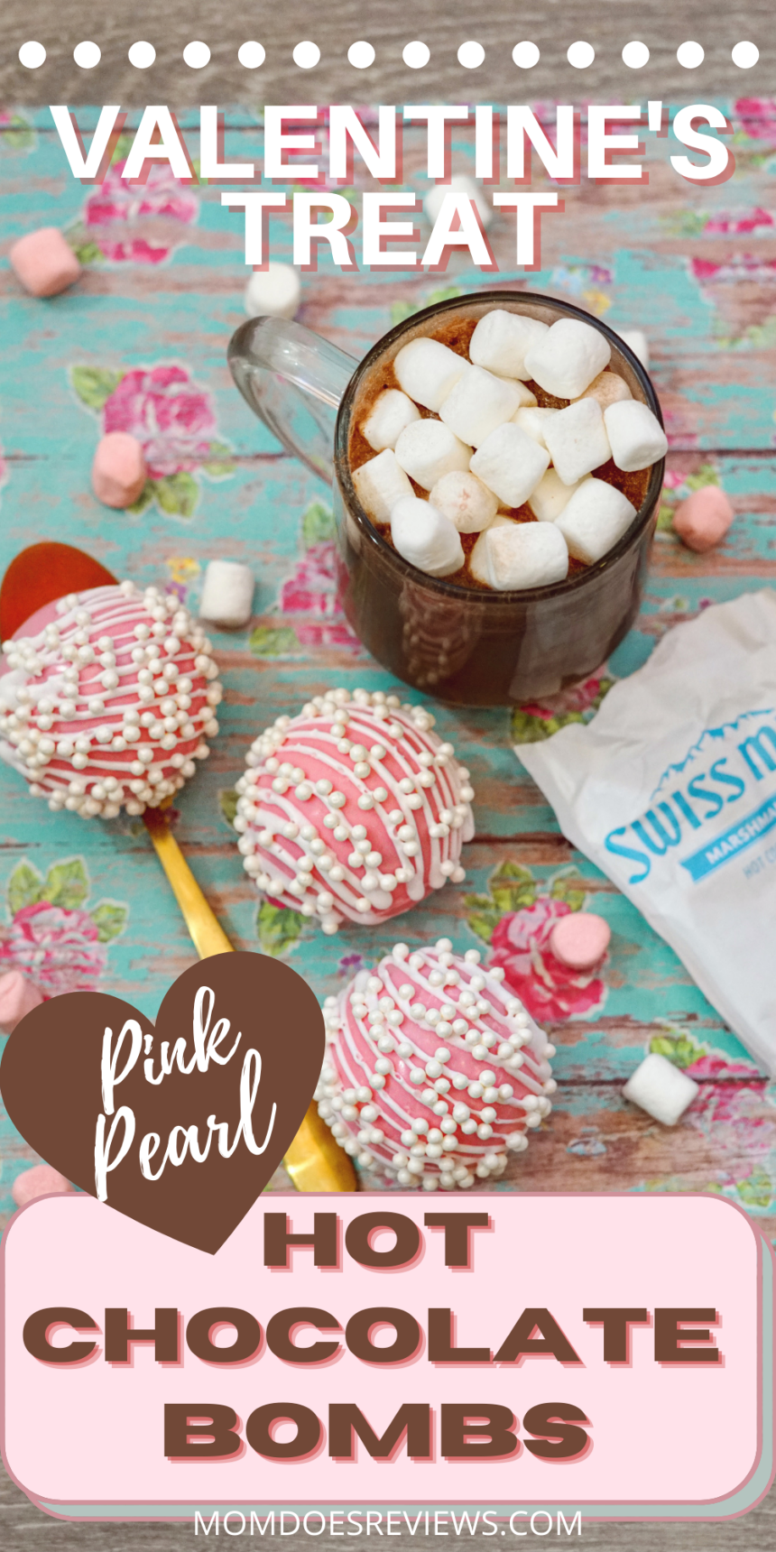 Pink Heart Pearl Hot Chocolate Bombs