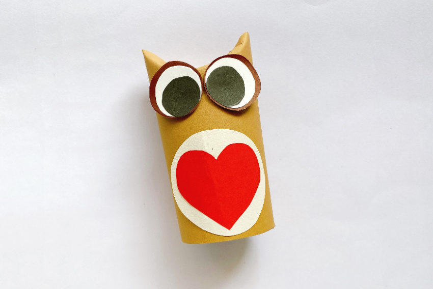 Toilet Paper Roll Owl Craft process