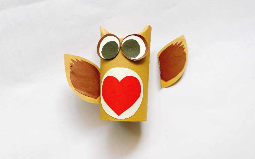 Toilet Paper Roll Owl Craft process