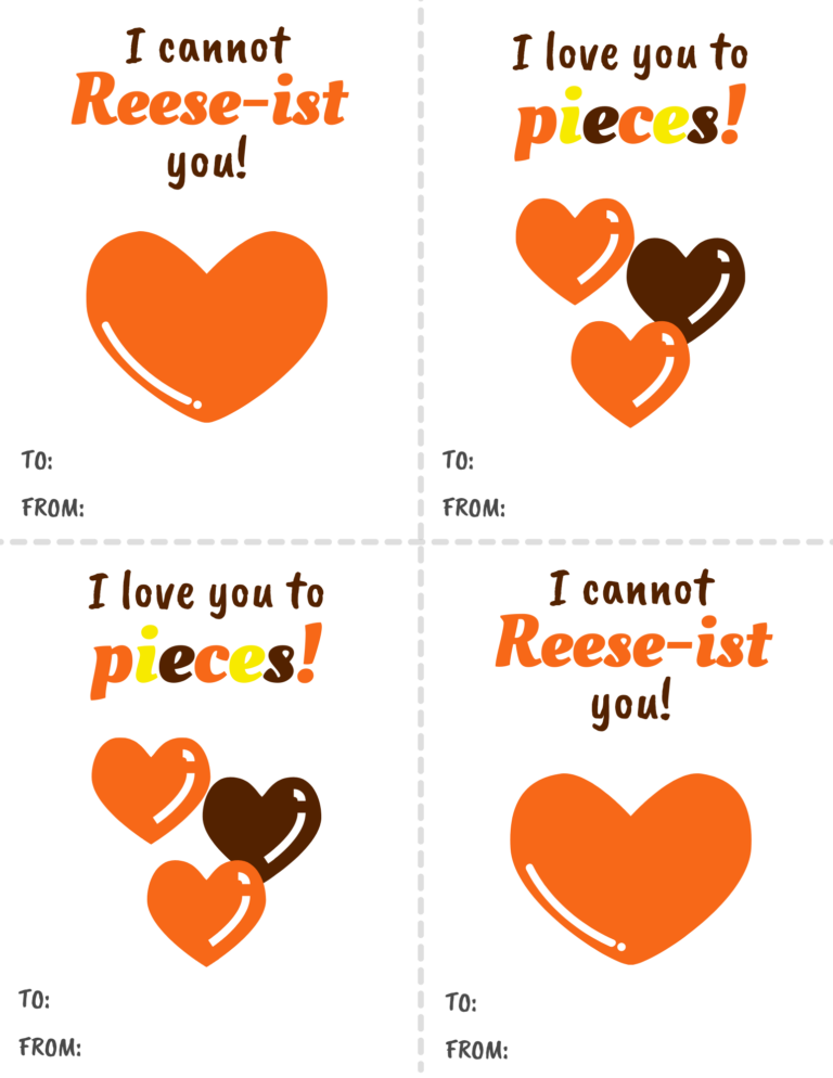 "I Love You to Pieces" Reese's Valentine Cards- Free #Printables - Mom ...