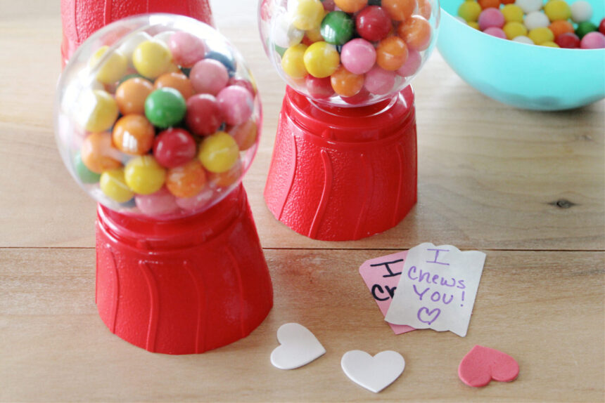 DIY Valentine's Day Mini Gum Ball Machine