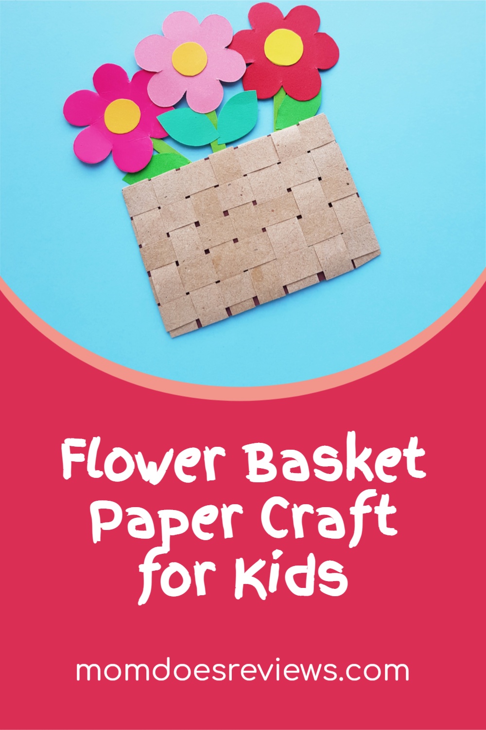 Flower Basket Paper Craft for Kids #papercraft #flowercraft #springfun