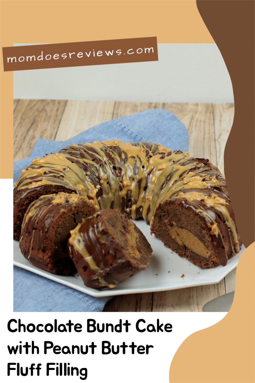 Chocolate Bundt Cake with Peanut Butter Fluff Filling