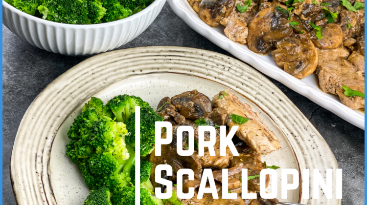 Pork Scallopini with Mushroom Gravy #recipe #skilletmeal #lowcarb