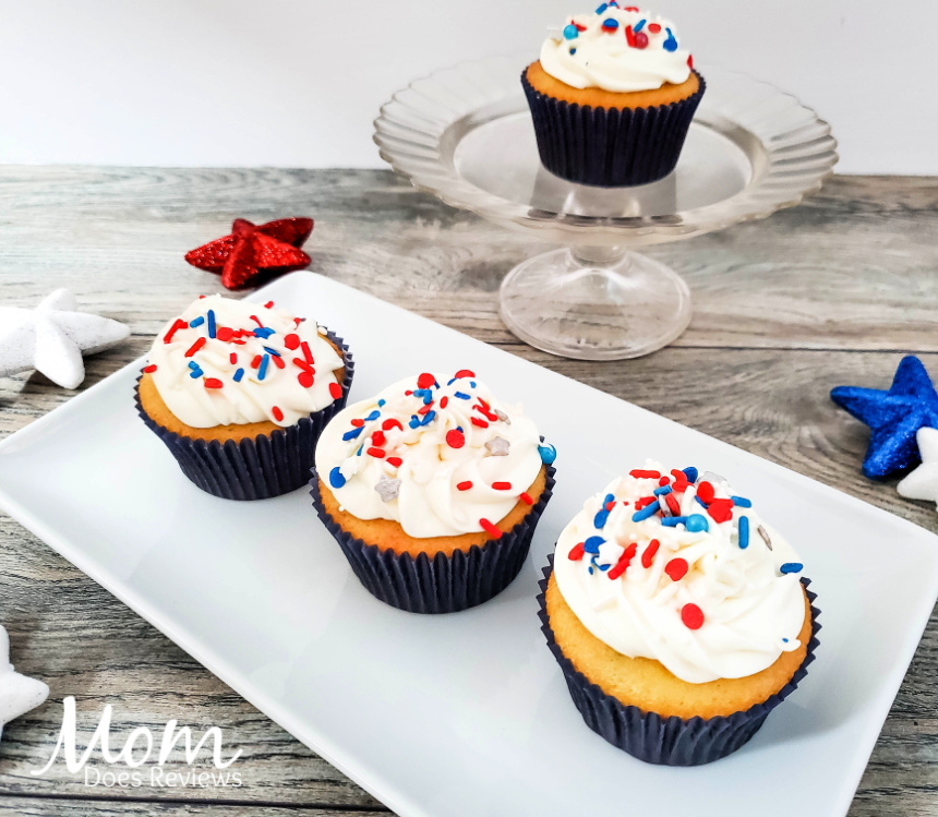 Red, White & Blue Sprinkle Explosion Cupcakes