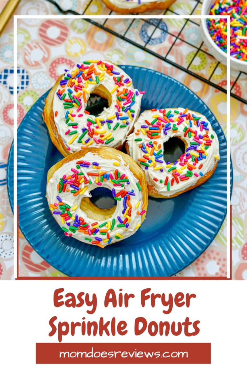 3 Ingredient Air Fryer Sprinkle Donuts #recipes #funfood #airfryerrecipe