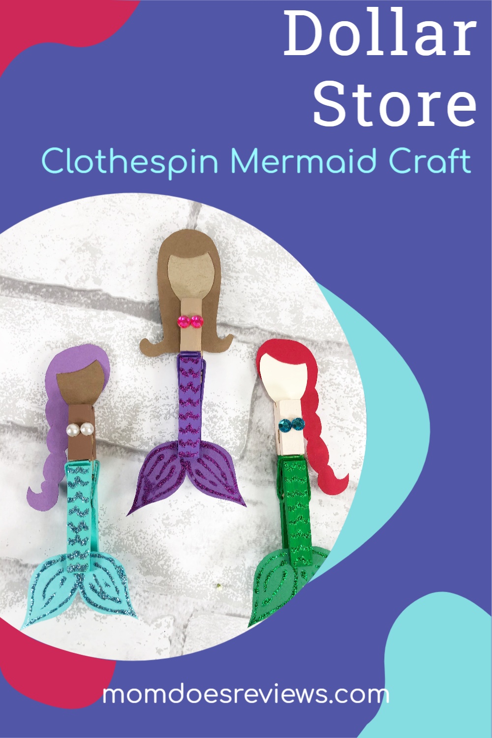 Dollar Store Clothespin Mermaid #Craft #mermaids #dollarstorecraft