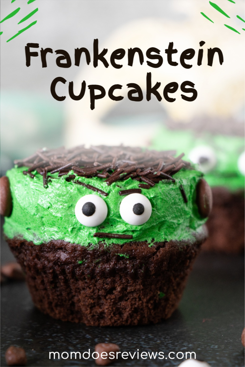 Frankenstein Cupcakes #Recipe #halloween #cupcakes #funfood