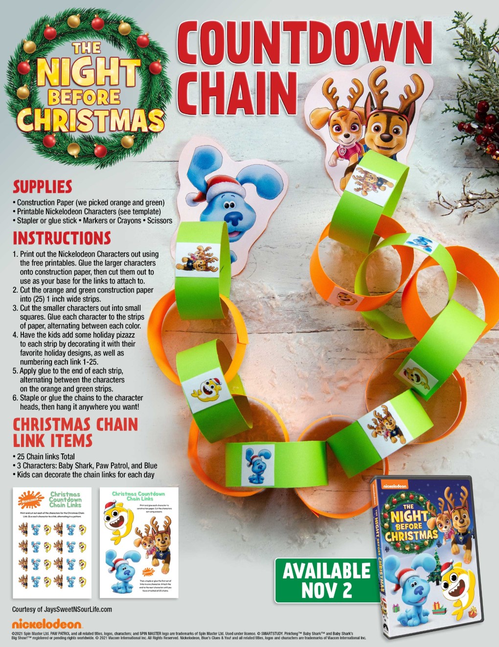 Countdown to Christmas Chain Nick Jr..