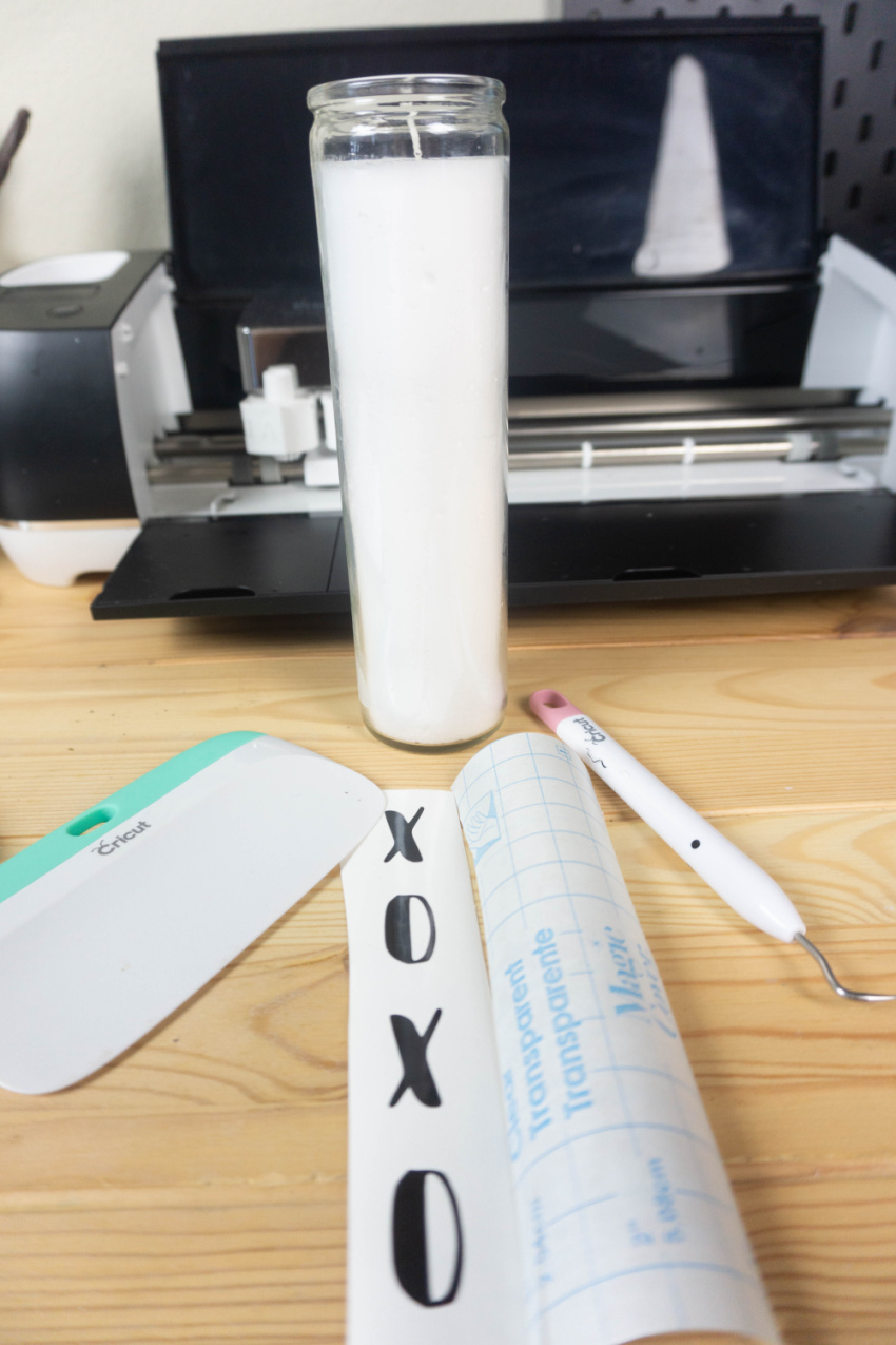 DIY Dollar Tree XOXO Candles Craft process