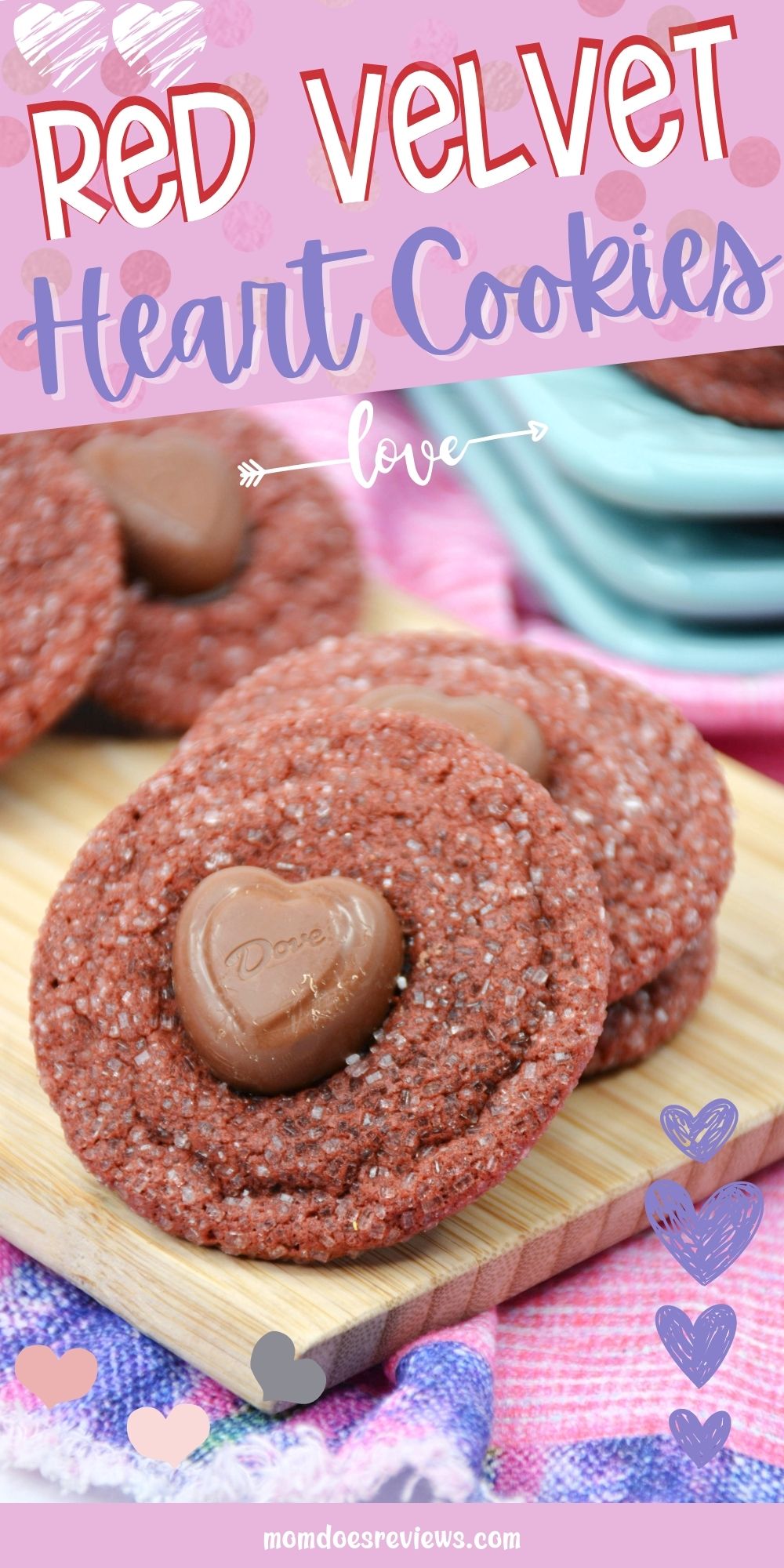 Red Velvet Chocolate Heart Cookies 
