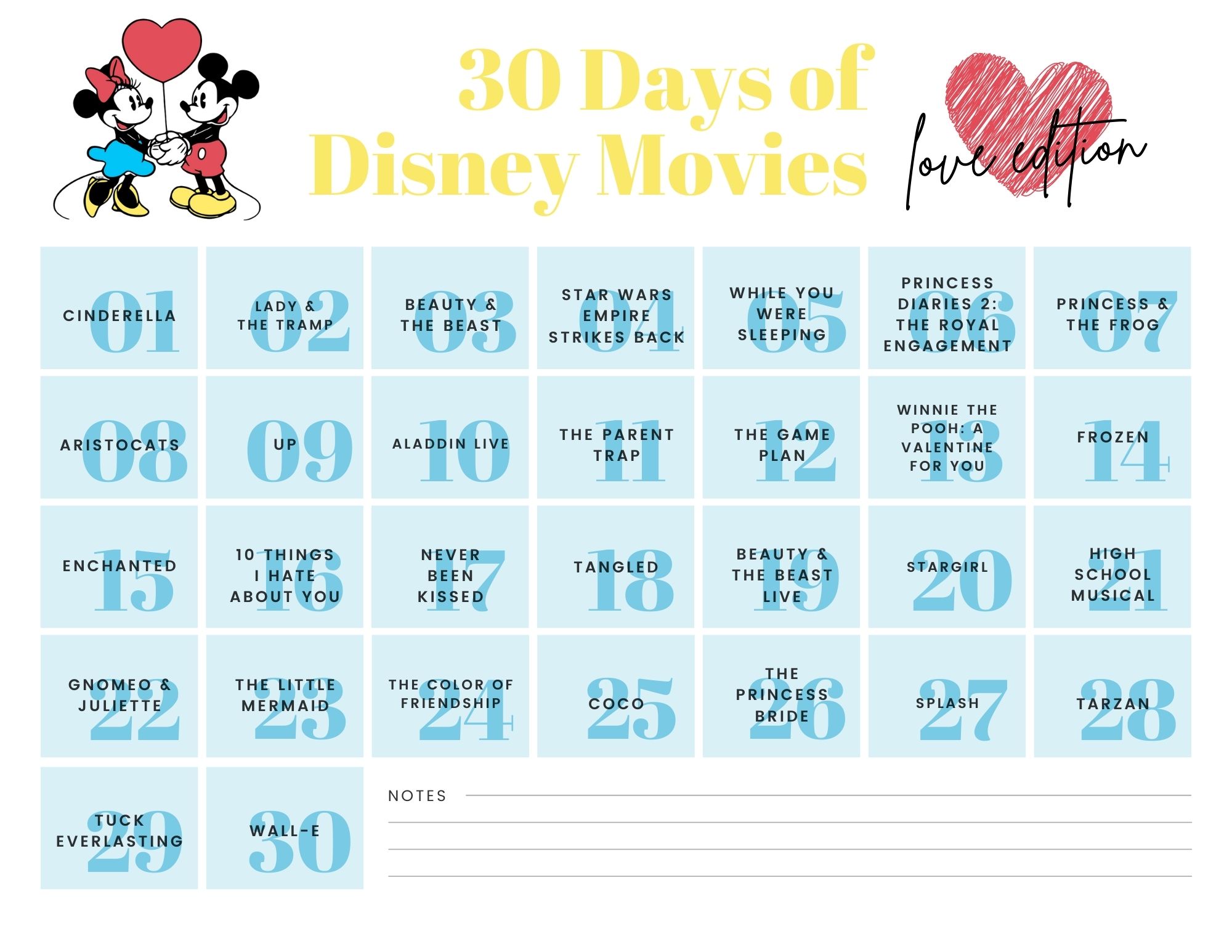 30 days of Disney Movies- Love edition!