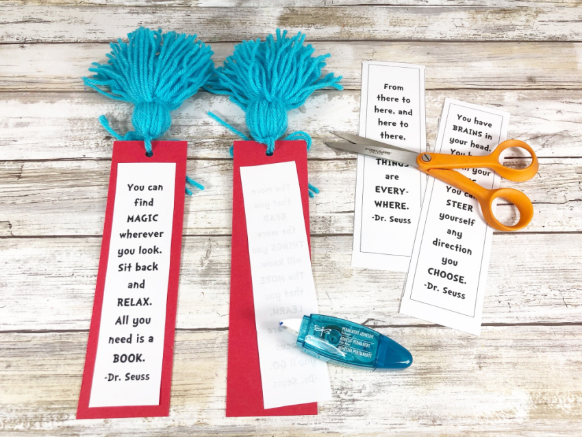Thing 1 and Thing 2 Tassel Bookmark Craft PROCESS