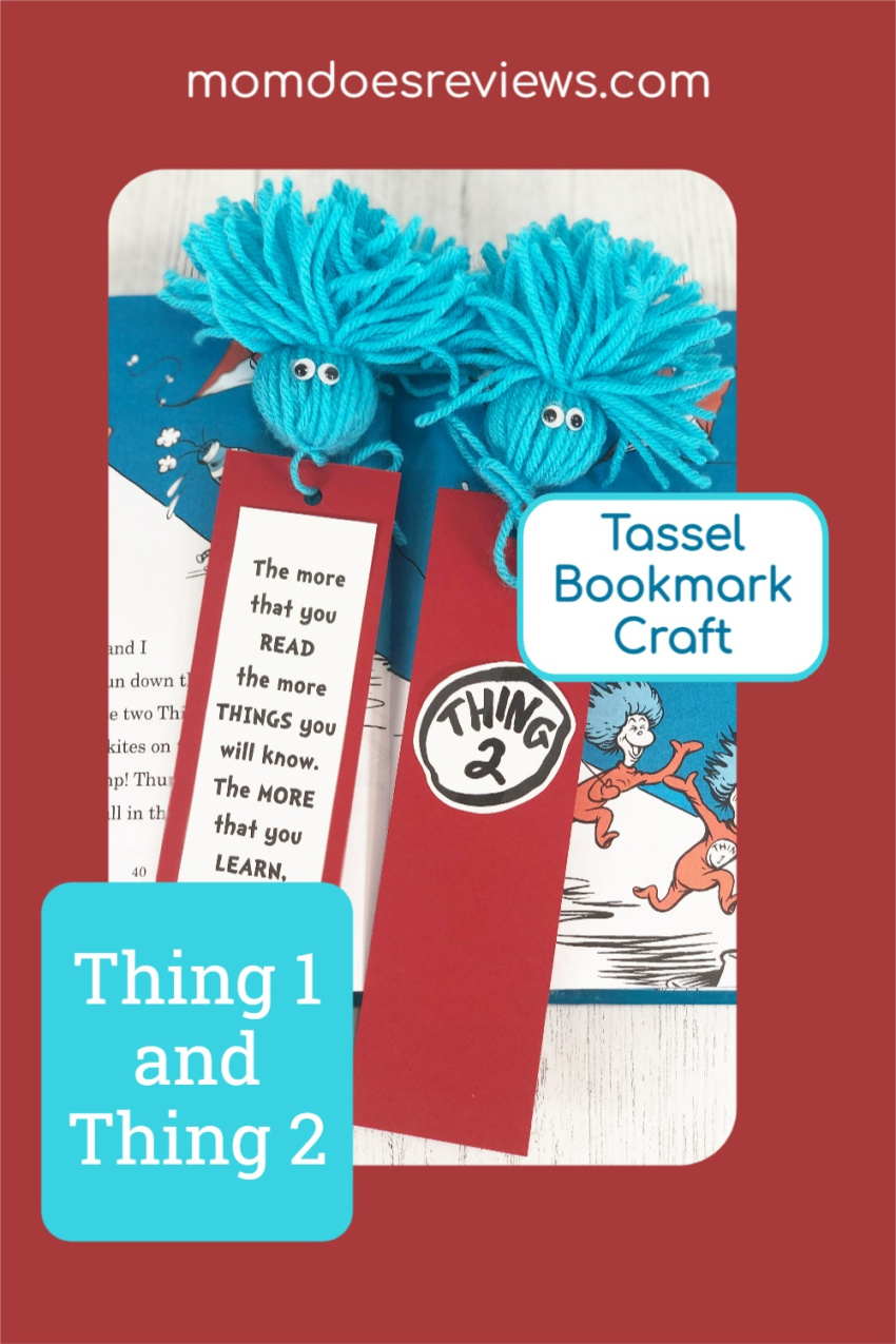 Dr. Seuss Thing 1 and Thing 2 Tassel Bookmark Craft for Kids